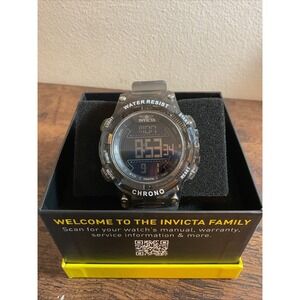 New Invicta Men's Watch Racing Black‎ Digital Dial Brown Rubber Strap (49043)